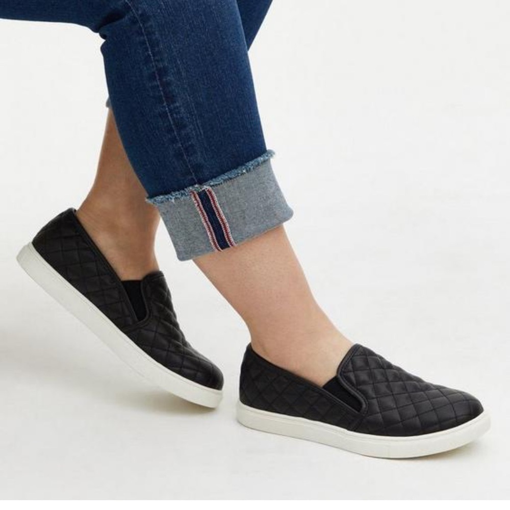 Disney Quilted Black Slip-On Sneakers with White Soles